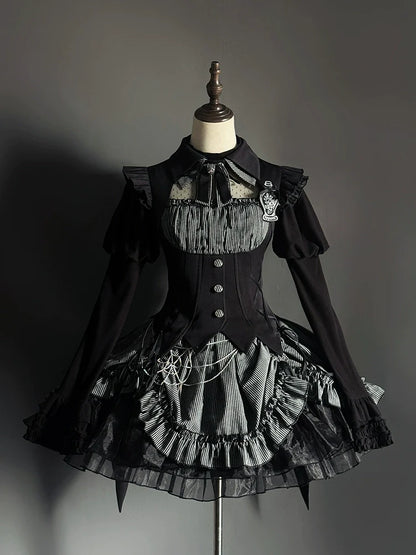 Alice Girl - Lolita Potion - Gothic Lolita Shirt Black Long Sleeves Lolita Blouse