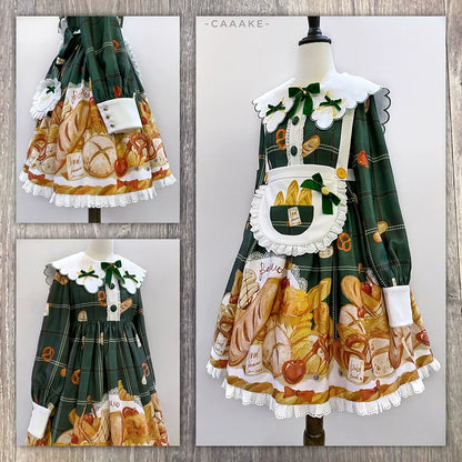 Chemical Romance - Freshly Baked Bread - Sweet Lolita OP Dress Long Sleeve Dress