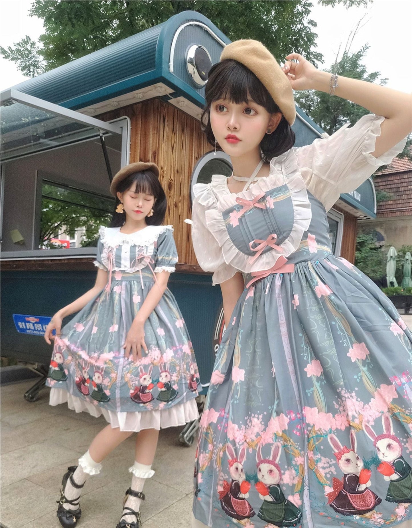 Niu Niu - Picnic Bunny Girl - Plus Size Lolita JSK Short Sleeve OP Dress