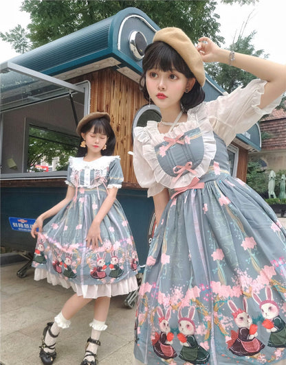 Niu Niu - Picnic Bunny Girl - Plus Size Lolita JSK Short Sleeve OP Dress
