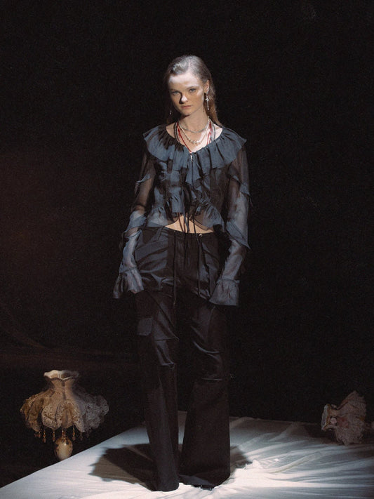 Frilly V-neck cardigan【s0000007436】