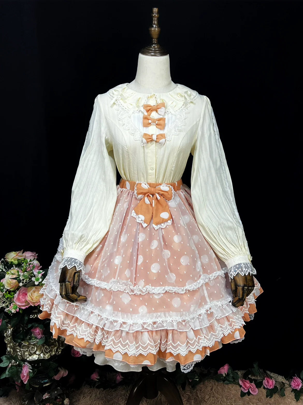 DMFS Lolita - Shank Lollipop - Cotton Lolita Blouse Doll Collar Bow Sweet Inner Top