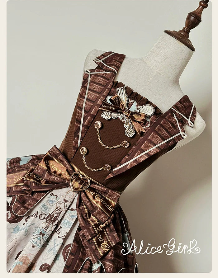 Alice Girl - Bear Chocolate Bar - Kawaii Lolita JSK & Salopette Dress