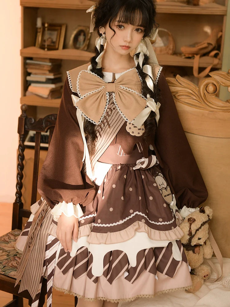 Half Sweet Lolita - Chocolate Milk Pie - Sweet Lolita Jumper Dress Summer Salopette