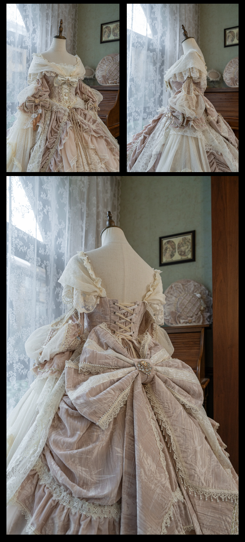 Guaji - Isabella - Wedding Lolita OP Bridal Dress with Tiered Petticoat and Trailing