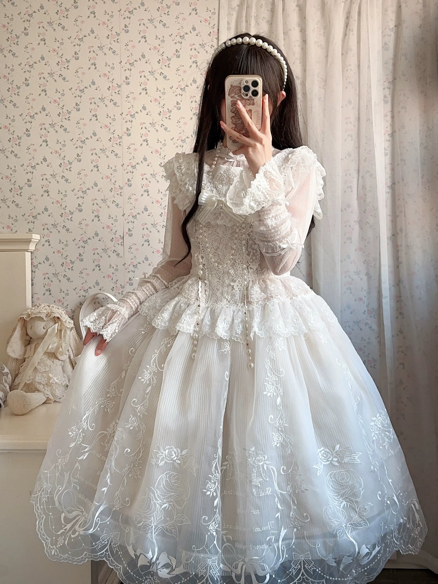 AuroraBorealis - Moonshadow - Gorgeous Wedding Lolita Dress Set Embroidered JSK SK and Bodice