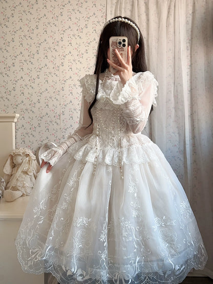 AuroraBorealis - Moonshadow - Gorgeous Wedding Lolita Dress Set Embroidered JSK SK and Bodice