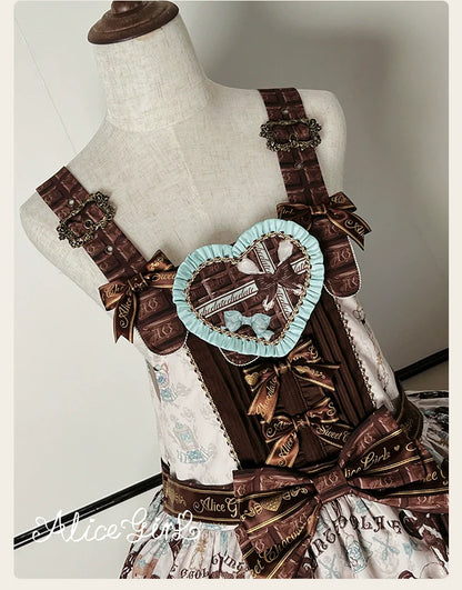 Alice Girl - Bear Chocolate Bar - Kawaii Lolita JSK & Salopette Dress