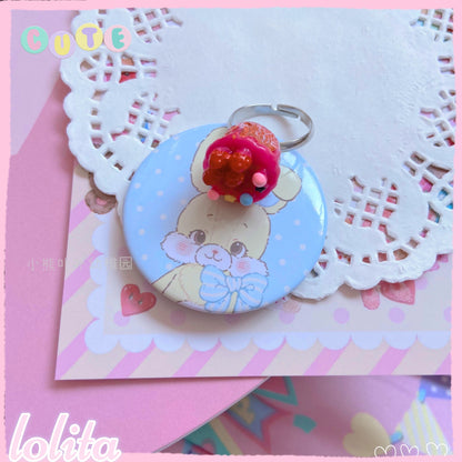 Kawaii Cake Heart Star Strawberry Lolita Rings