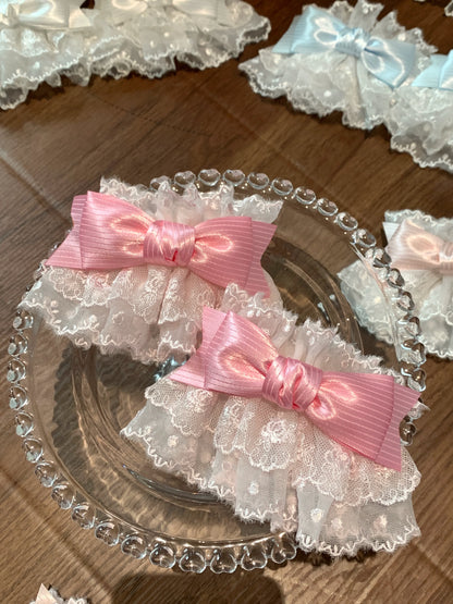 Roji Roji - Sweet Lolita Lace Bow Cuffs, Elastic Wrist