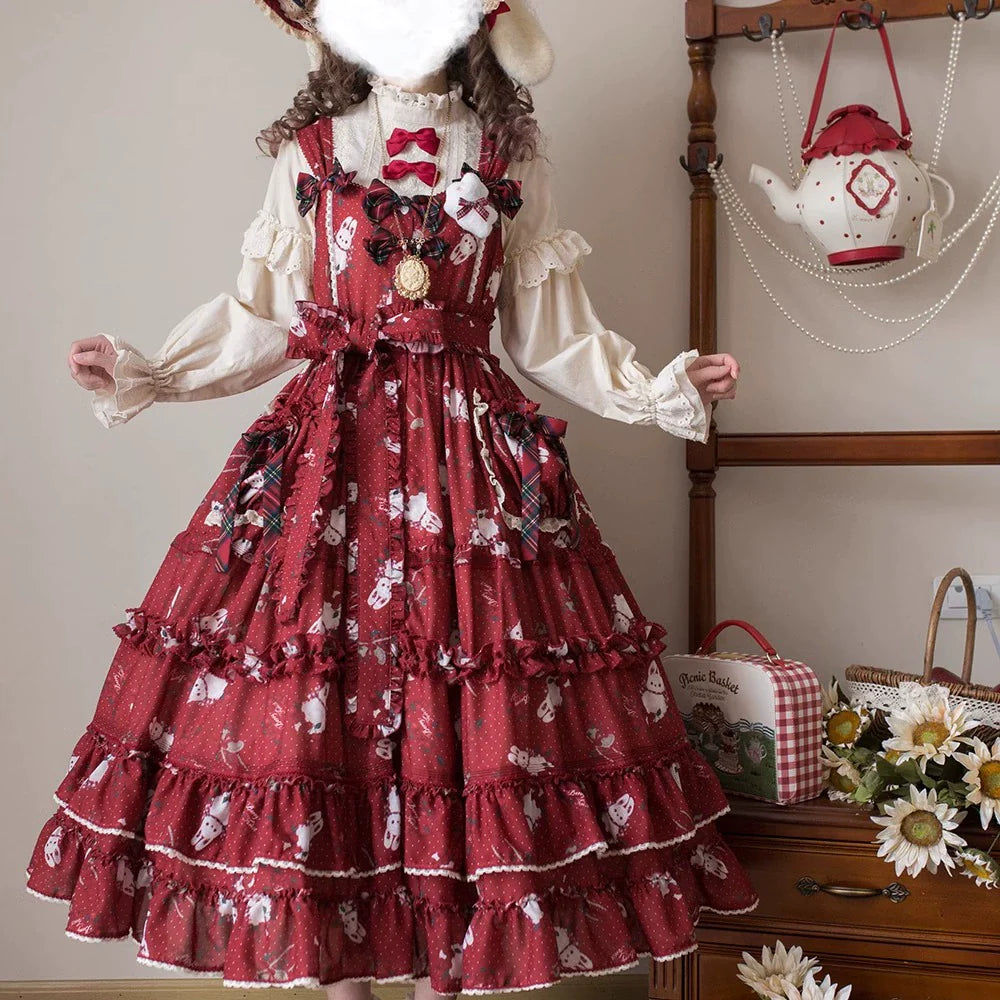 Miss Point - Forest Berry Bunny - Sweet Lolita JSK Elegant Bunny Print Dress