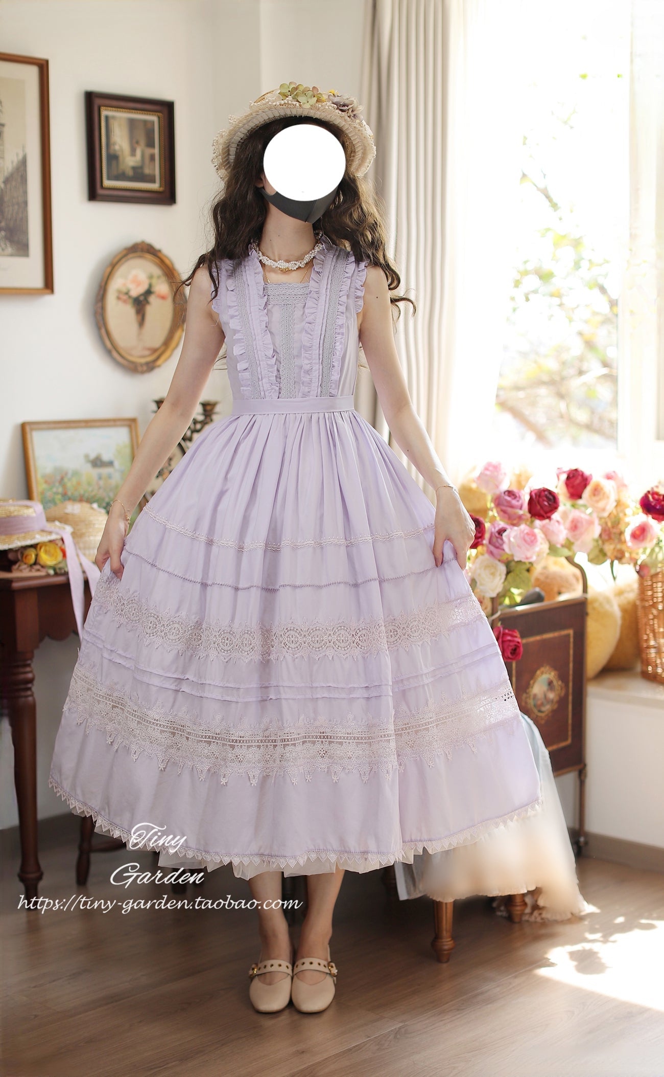 Tiny Garden - Spring Whisper - Solid Color Classic Lolita JSK Dress with Tulle Apron