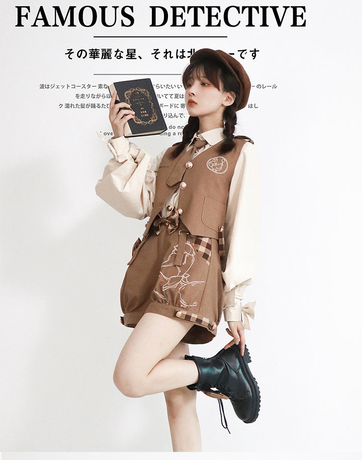 Piggy Bun - Famous Detective Goose - Ouji Lolita Shorts Set, Pockets