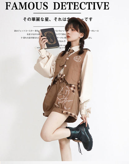 Piggy Bun - Famous Detective Goose - Ouji Lolita Shorts Set, Pockets