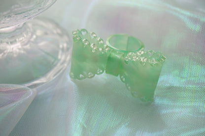 Cat Tea Party - Sweet Lolita Bow Ring and Necklace