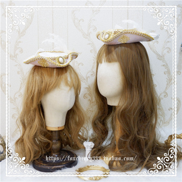 Fox Cherry-Lolita  Palace Retro Gorgeous Feather Top Hat