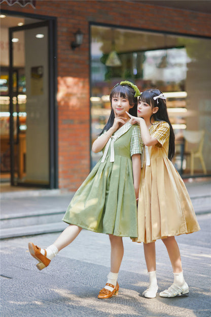 EESSILY - Macaron Waffle - Kawaii Lolita Short Sleeve Summer OP