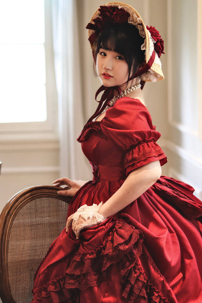 Sweet Wood - Nyx's Kiss - Plus Size Classic Lolita Short-sleeved OP Dress