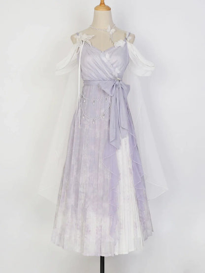 Meow Studio - Han Lolita Dress Side Slit Purple JSK Dress