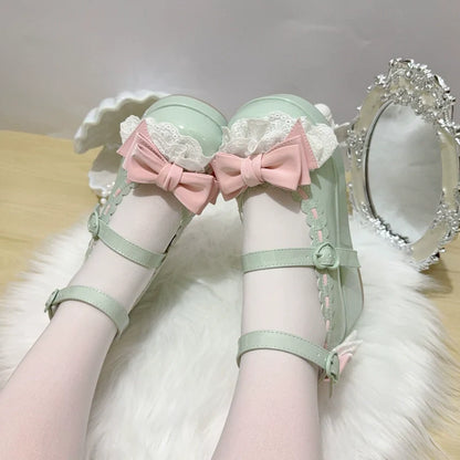 Jiujiu Lolita - Milky Puff - Sweet Lolita Heels Shoes, Round Toe With Petite Wedge