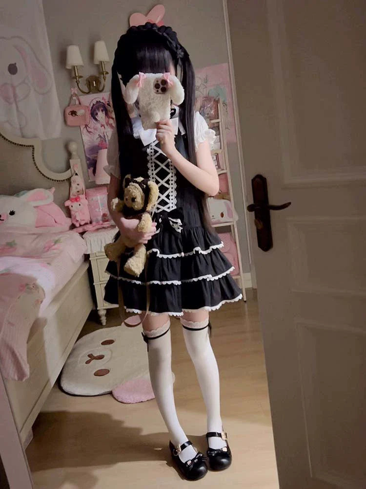 To Alice - Old School Lolita Salopette Suit Tiered Dress