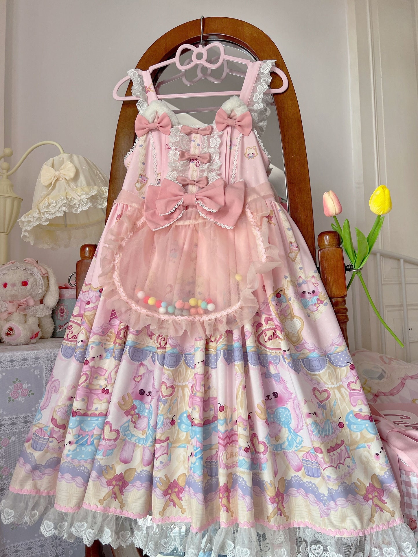 Sugar Girl - Kawaii Lolita Sweet JSK Dress, Cat Printed
