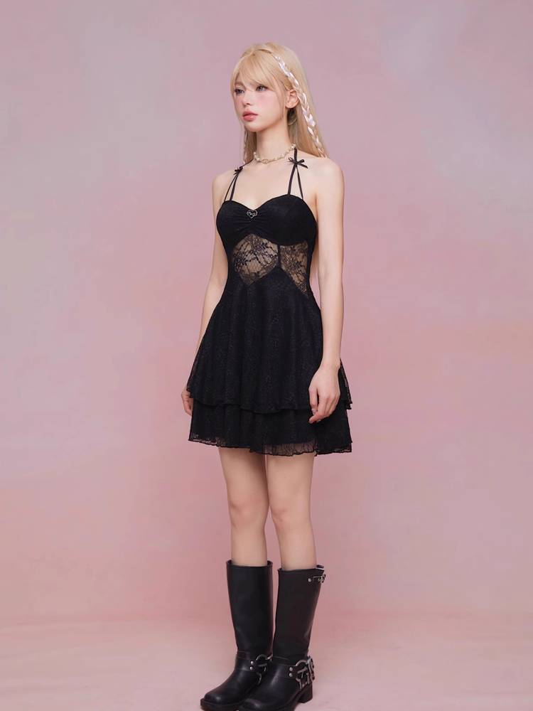 See-through suspender dress【s0000008933】