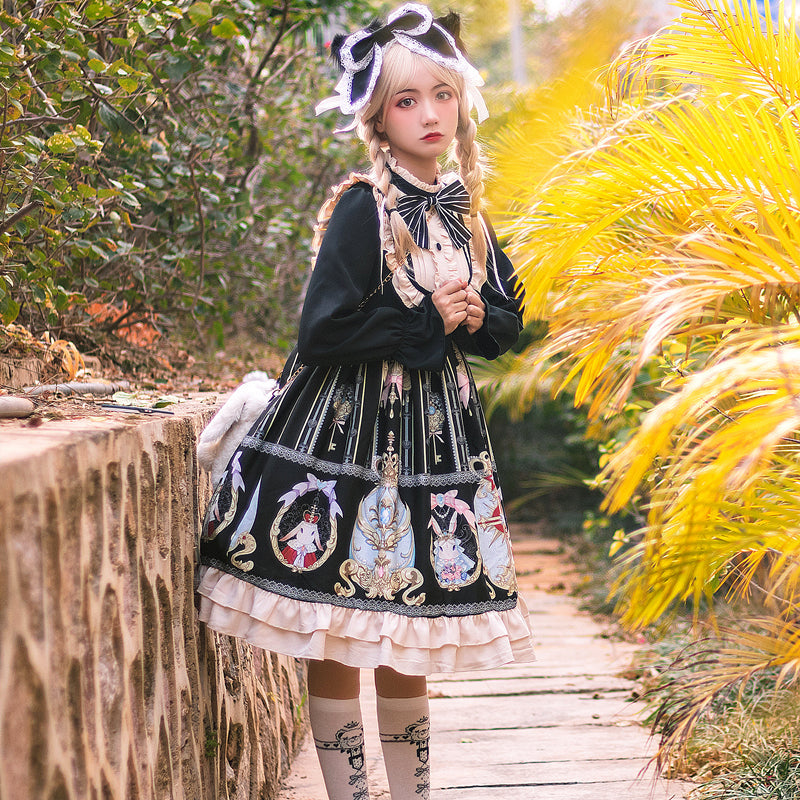 Niu Niu - Easter - Plus Size Lolita Dress Black Long Sleeve Vintage OP