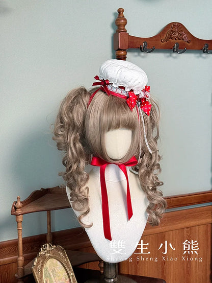 Shuang Sheng Xiao Xiong - Bite The Cake - Sweet Lolita Accessories, Red & White Polka Dots