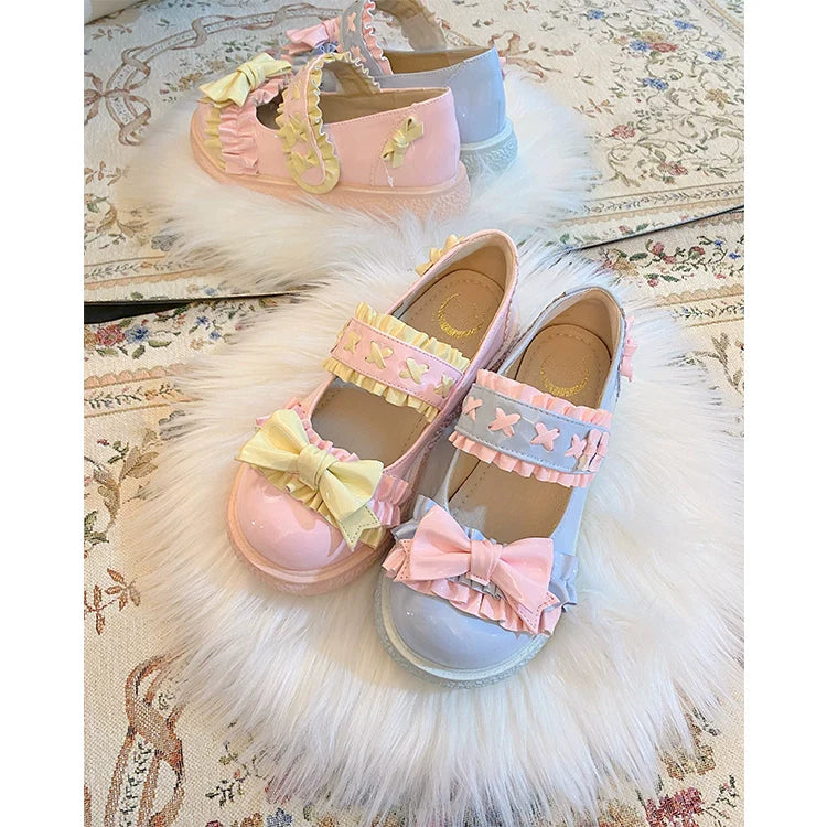 Fairy Godmother - Cute Lolita Shoes Bow Candy-Colored Lolita Flat Shoes