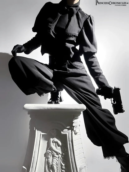 Princess Chronicles - Sorcerer's law - Retro Gothic Lolita Coat Black Ninth Pants