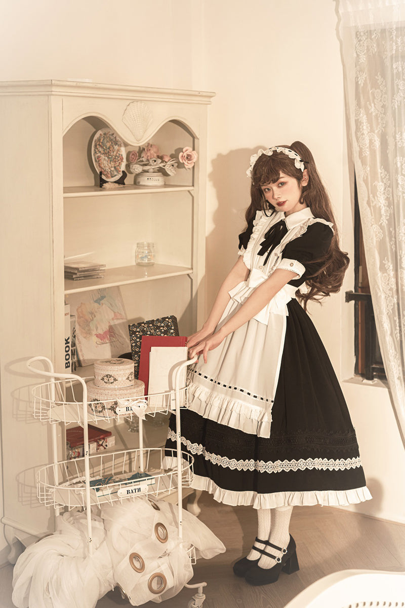 Your Princess - Maid Lolita Puff Sleeve Black Dress