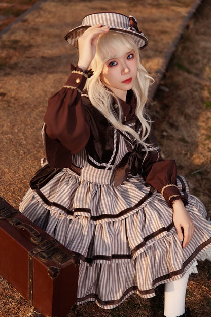 Infanta - From Afar - Vintage Striped Peppy-Style Lolita JSK & Cape