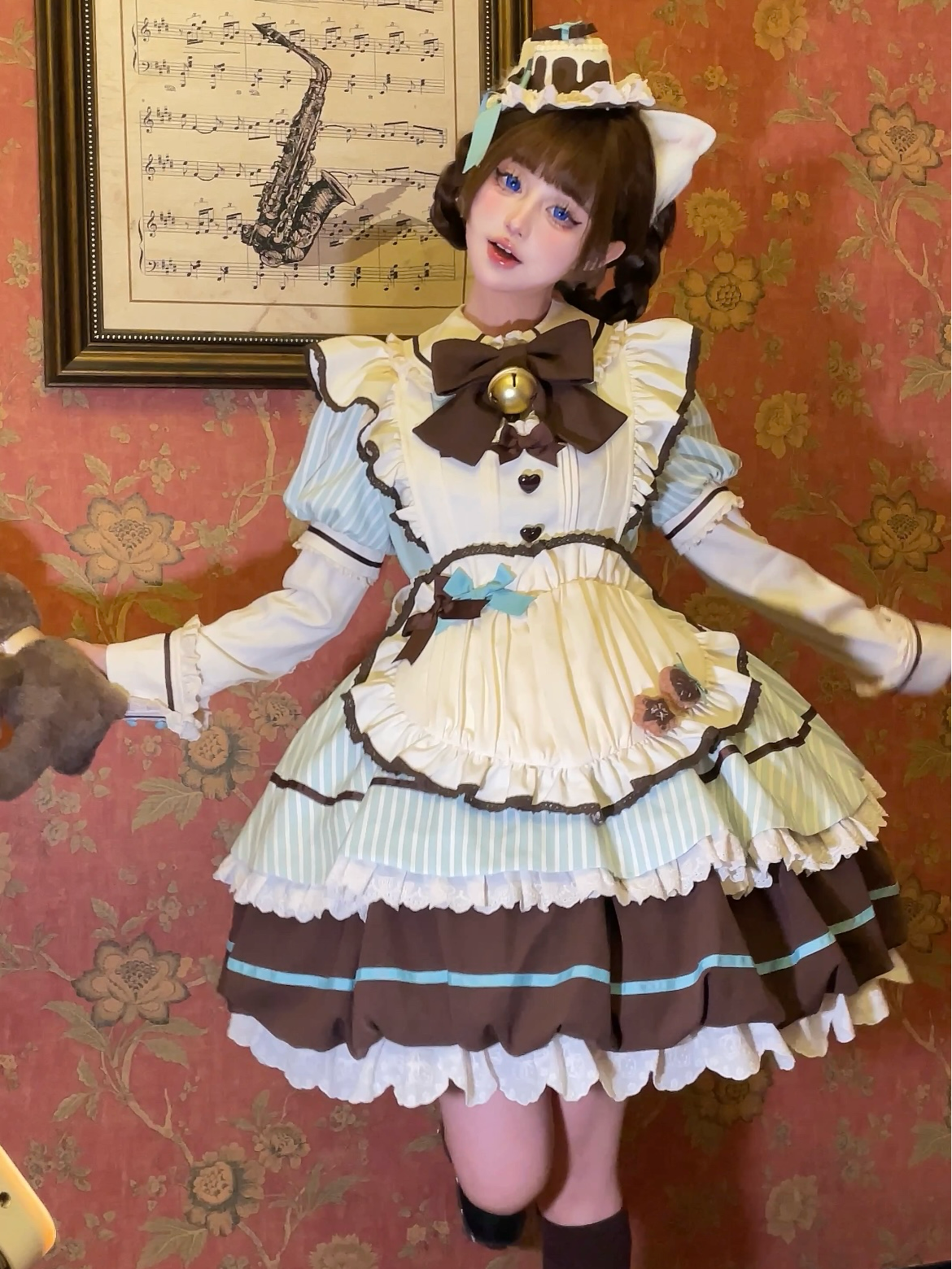 Sakurahime - Berry Bubble - Kawaii Lolita OP Tiered Ruffles Apron Lolita Dress