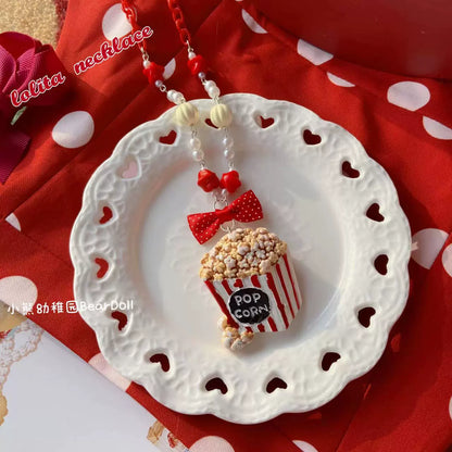 Bear Doll - Sweet Lolita Necklace Cute Beaded Cake Popcorn Tomato Shape Accessories