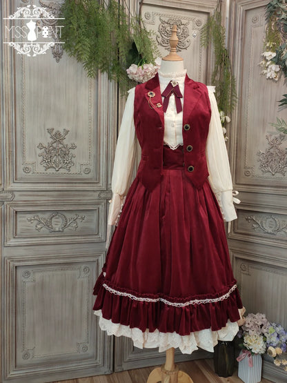 Miss Point - Rose Doll - Retro Lolita Vest Velvet Lolita Waistcoat