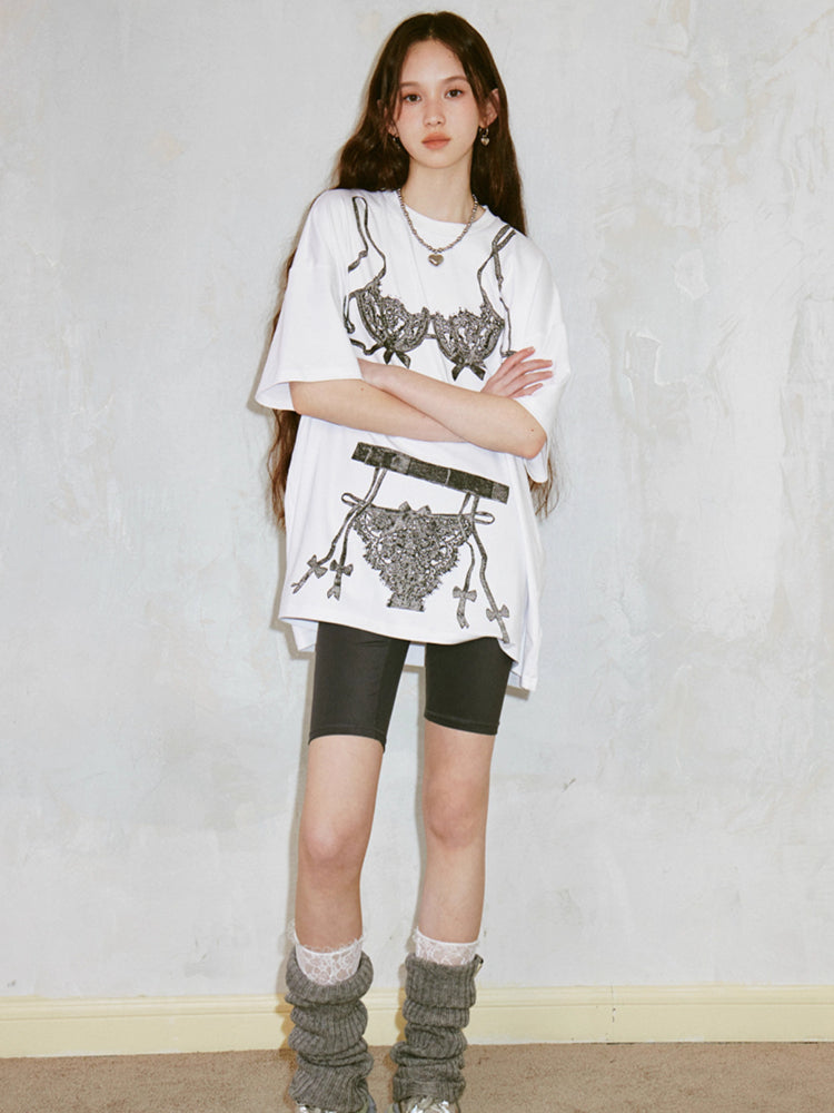 Printed round neck loose T-shirt【s0000007605】