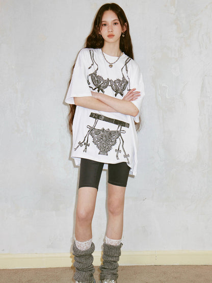 Printed round neck loose T-shirt【s0000007605】