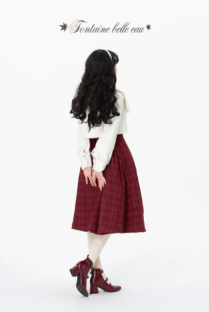 ZeeYe - Maple Dan Bai Lu - Classic Lolita Plaid Dress Long Sleeved OP