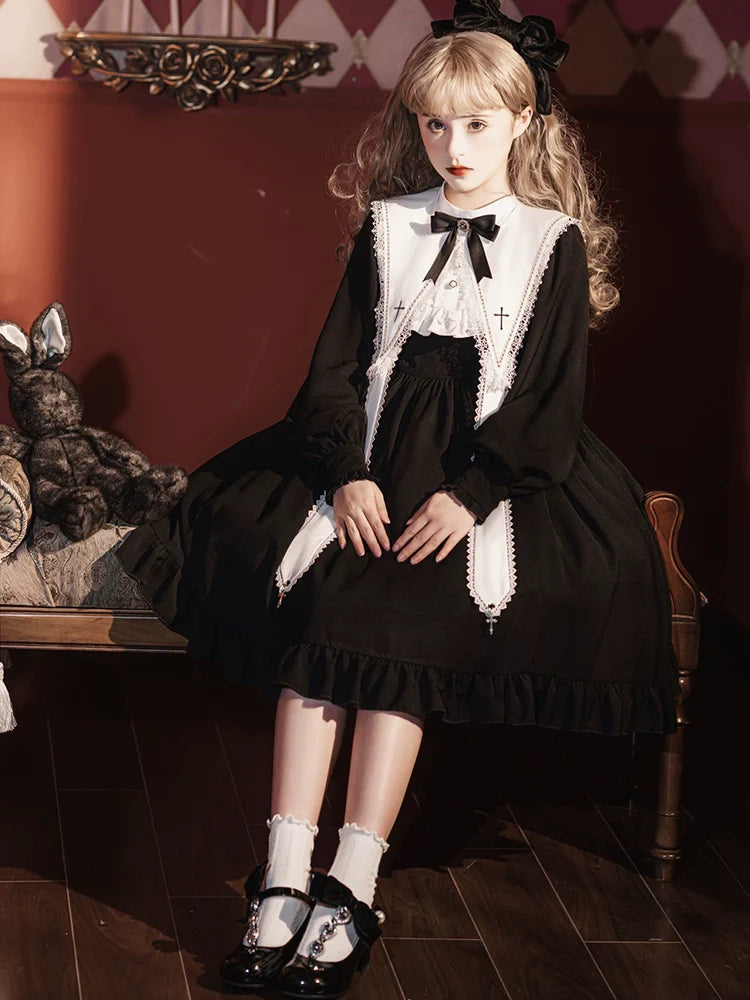 Sweet Date - Gothic Lolita Dress Black Nun OP for Halloween