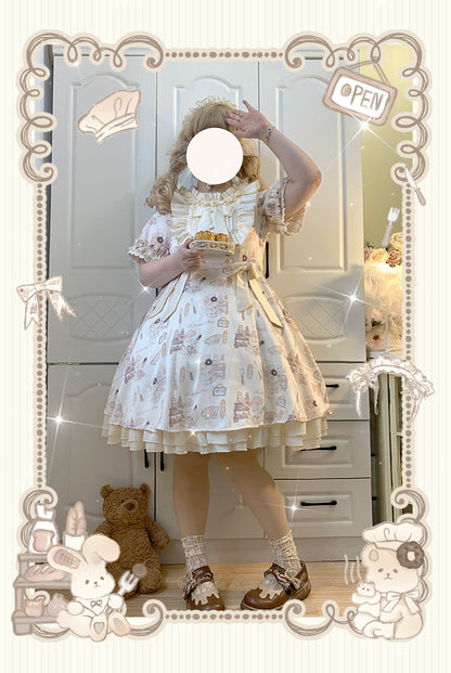 Naomistudio - Cartoon Dogs - Sweet Lolita OP Bows Dress Plus OP