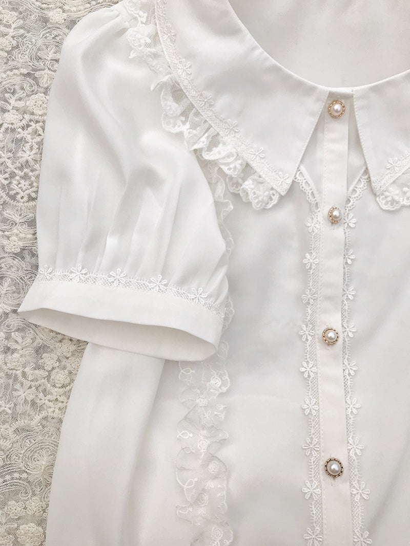 Yilia - J-fashion Lace Flounce Chiffon Lolita Blouse