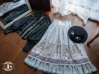 Miss Point - Demon Hunting Notes - Fishbone Gothic Lolita Skirt