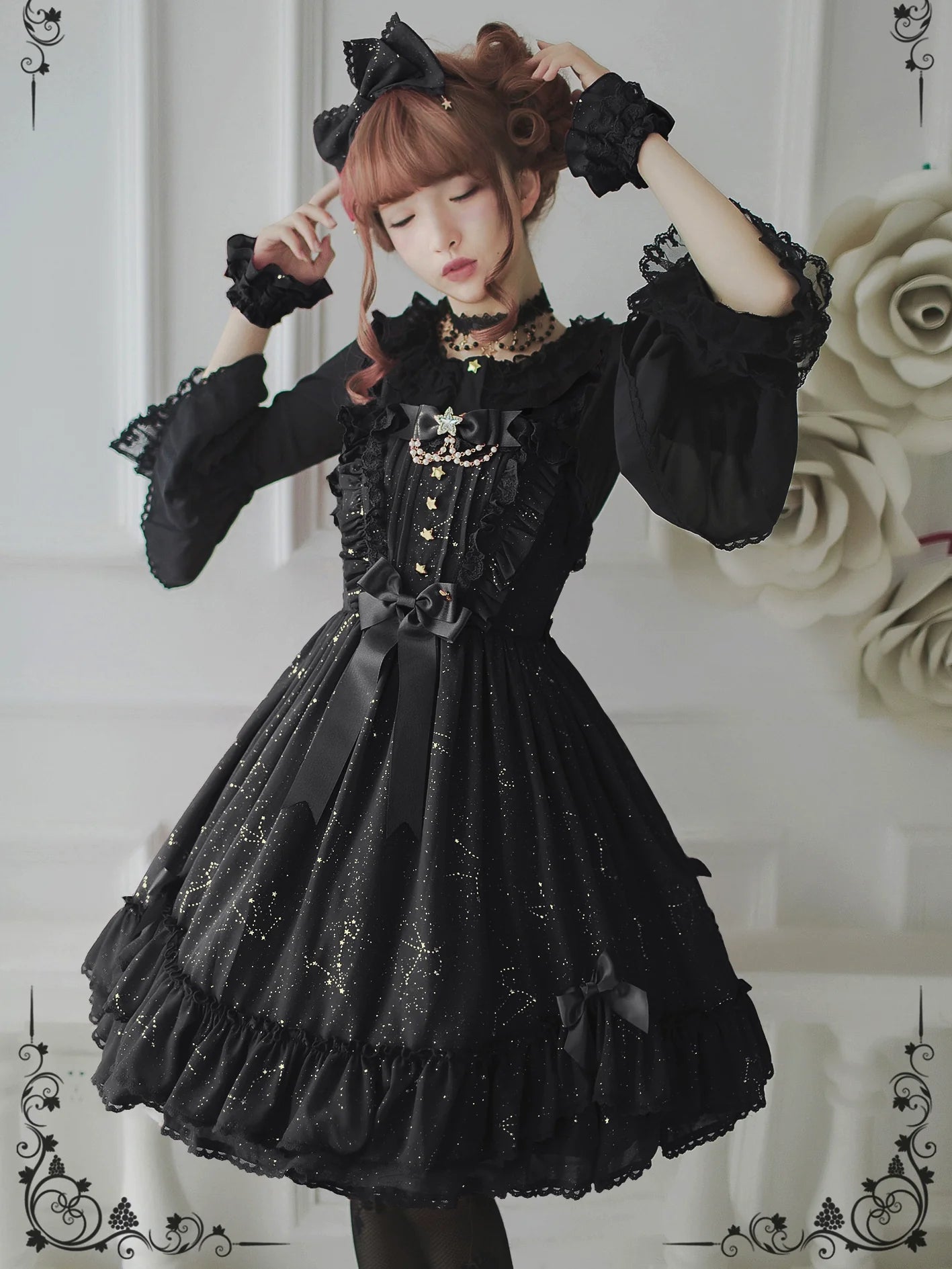 Sakuya Lolita - Whisper Of Stars - Constellation Foil Printing Elegant Lolita High Waist JSK Dress