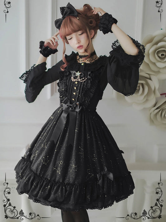 Sakuya Lolita - Whisper Of Stars - Constellation Foil Printing Elegant Lolita High Waist JSK Dress