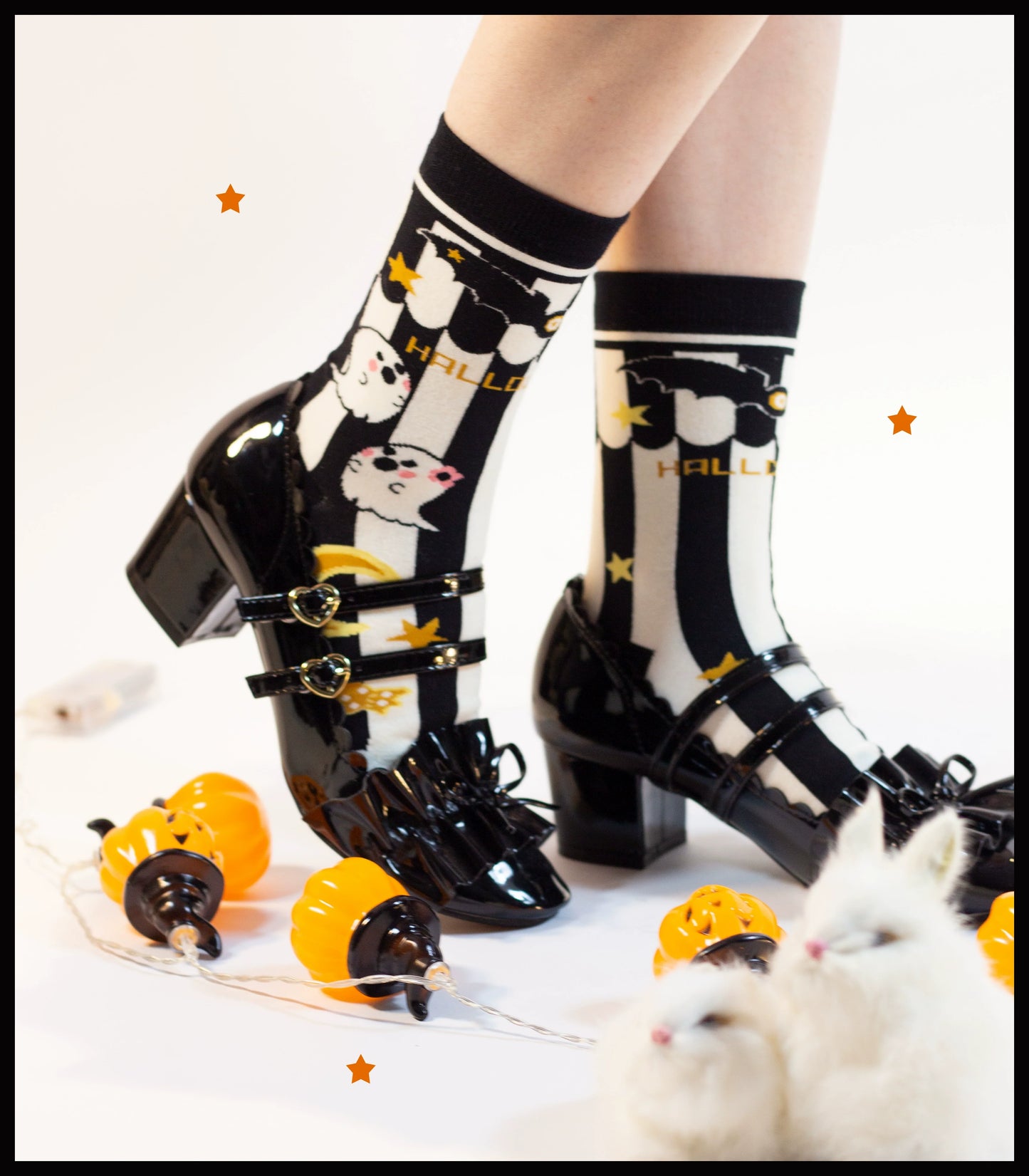 Yukines Box - Gothic Lolita Halloween Pumpkin Bat Socks