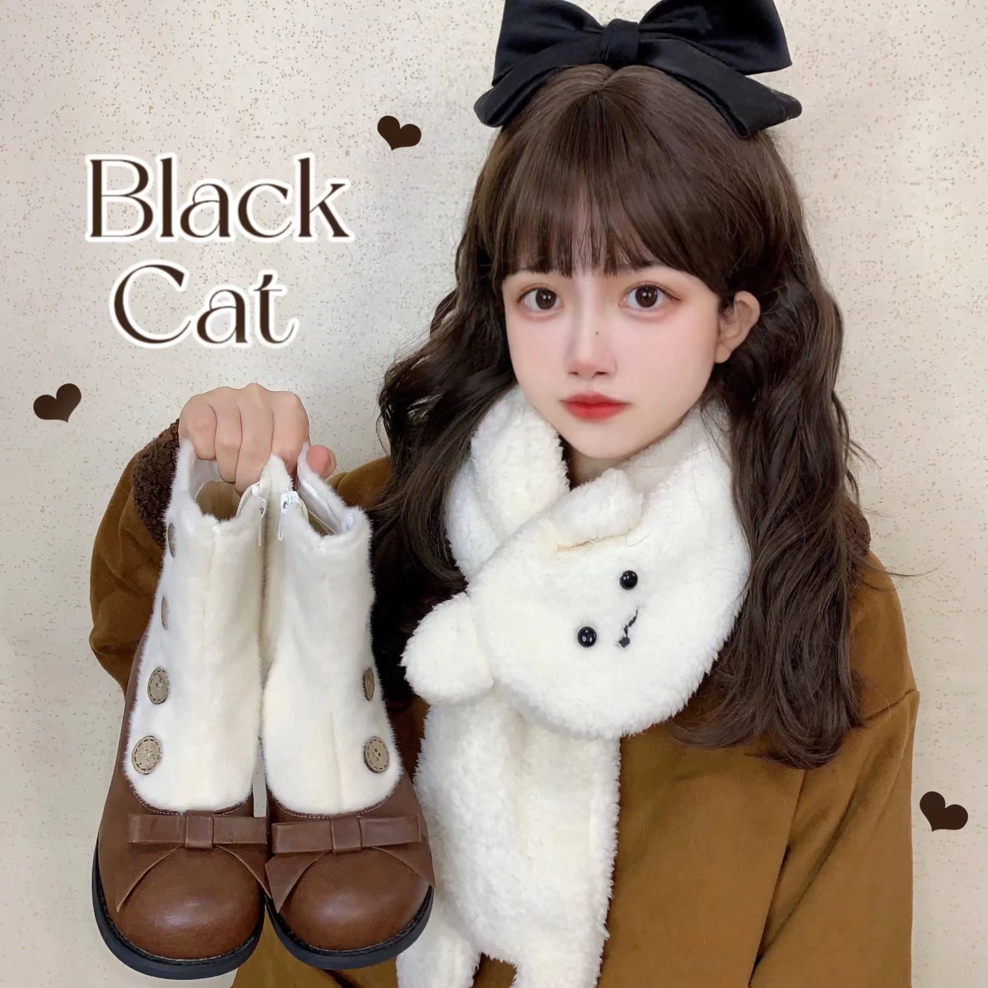 Dolly Doll - Winter Lolita Boots Fur Mary Jane Lolita Low Heel Shoes