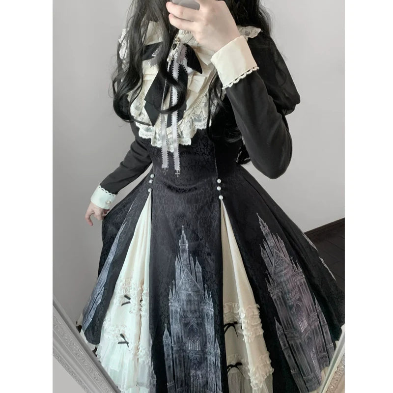 Letters from Unknown Star - Church Bell - Elegant Lolita OP Dress Long Sleeve Spring Autumn