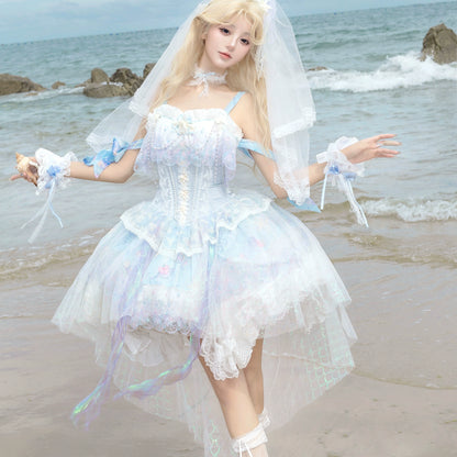 Qianmu - MermaidTears - Wedding Lolita JSK Dress, Ocean Theme