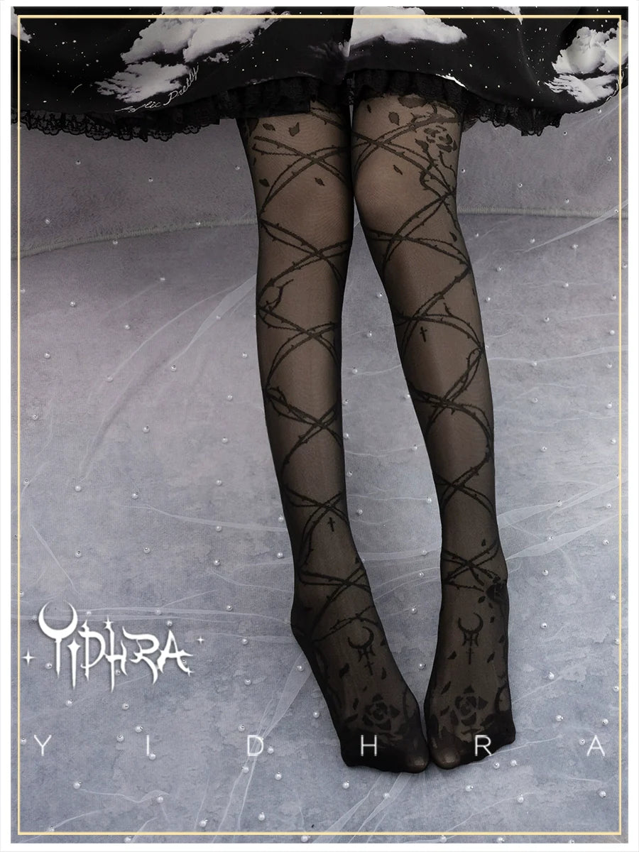 Glass Yarn Gothic Lolita Tights for Tropical Elegance
